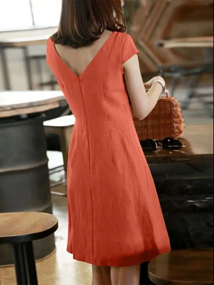 Vestido Curto de Linho Elegante Marina