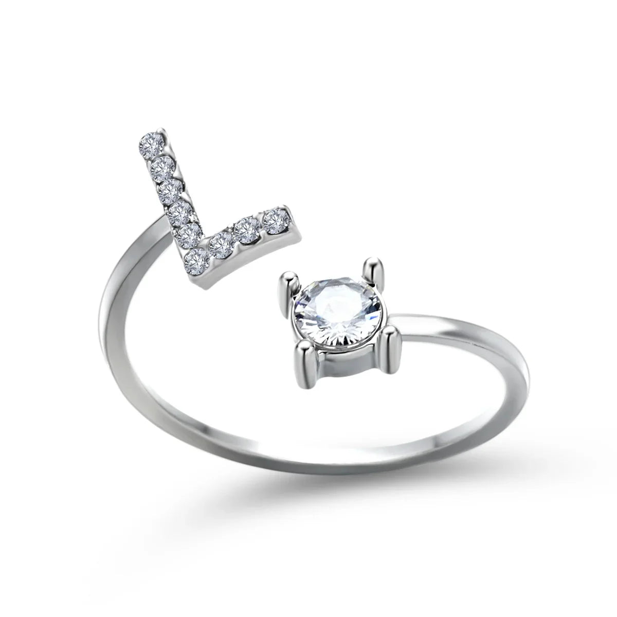 Anel Life Feminino Ajustável Inicial Cravejada