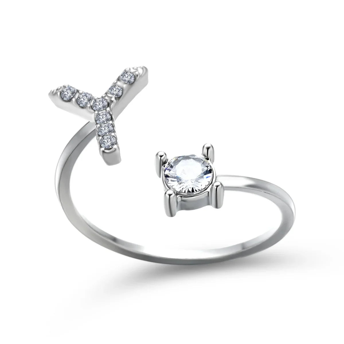 Anel Life Feminino Ajustável Inicial Cravejada