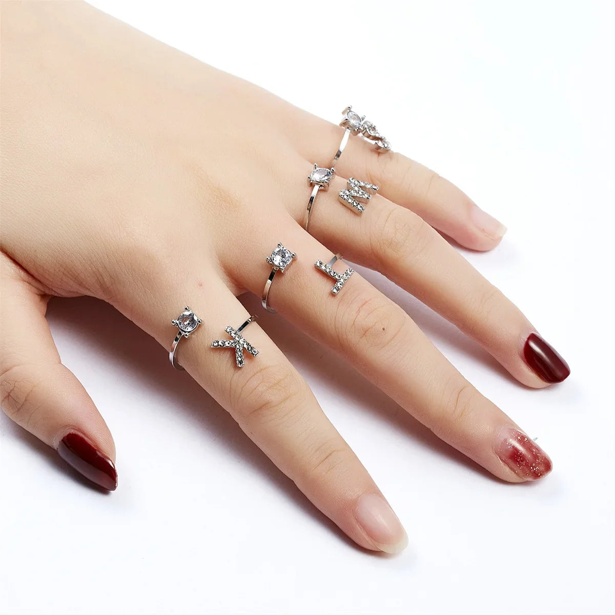 Anel Life Feminino Ajustável Inicial Cravejada