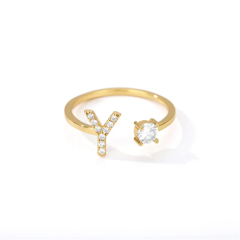 Anel Life Feminino Personalizado Inicial + Joia Cravejada