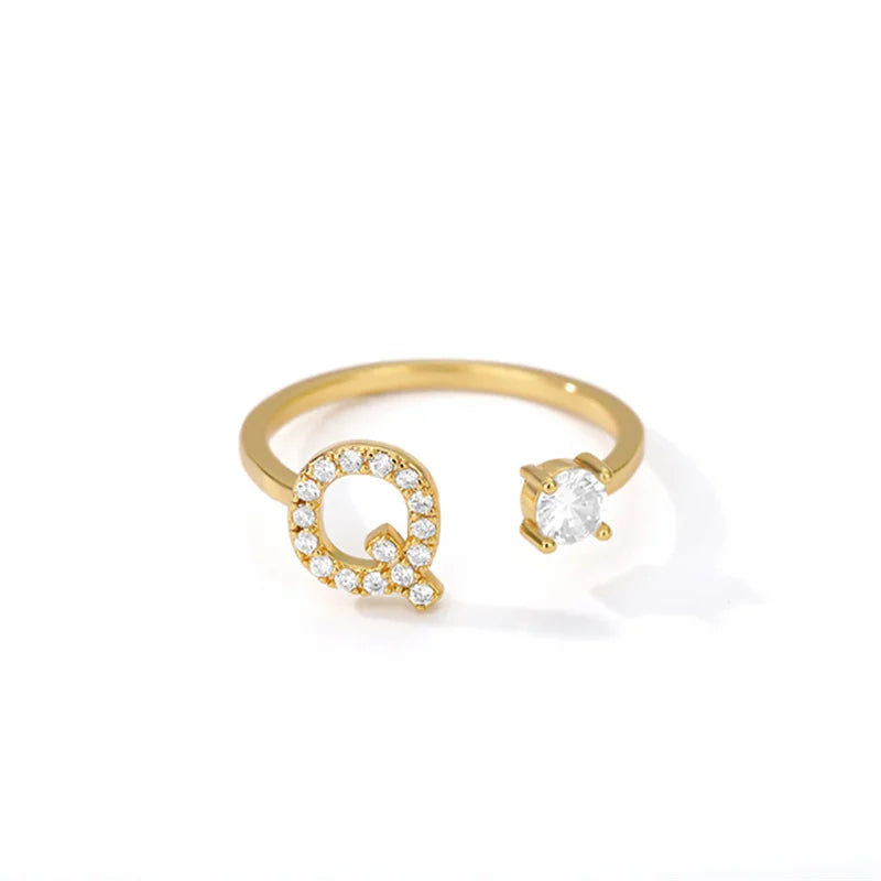 Anel Life Feminino Personalizado Inicial + Joia Cravejada