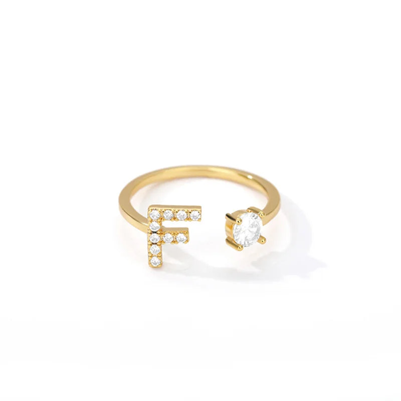 Anel Life Feminino Personalizado Inicial + Joia Cravejada