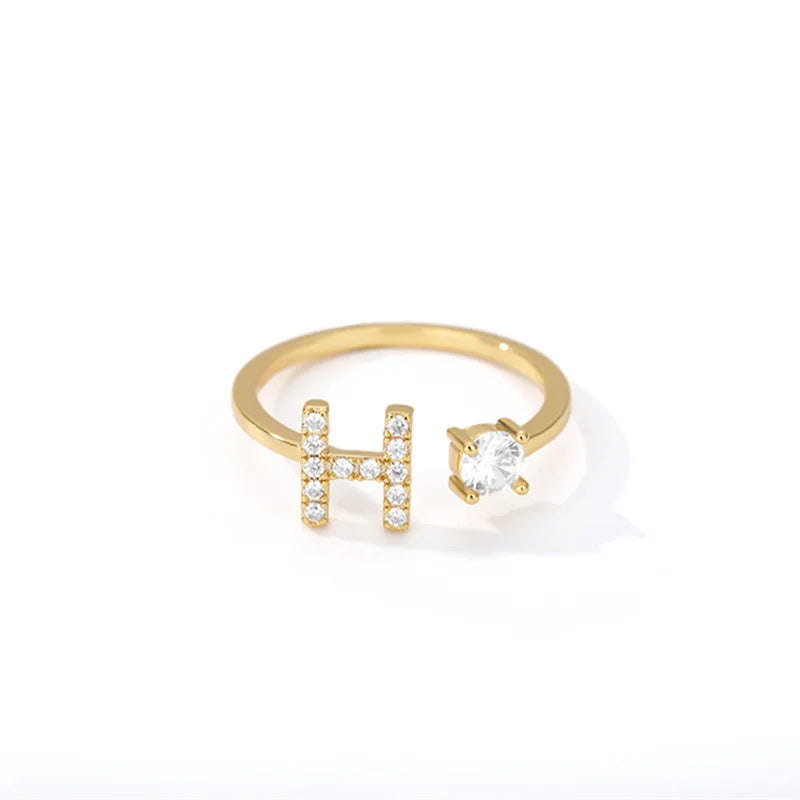 Anel Life Feminino Personalizado Inicial + Joia Cravejada