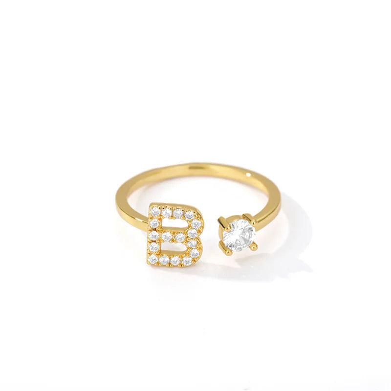 Anel Life Feminino Personalizado Inicial + Joia Cravejada