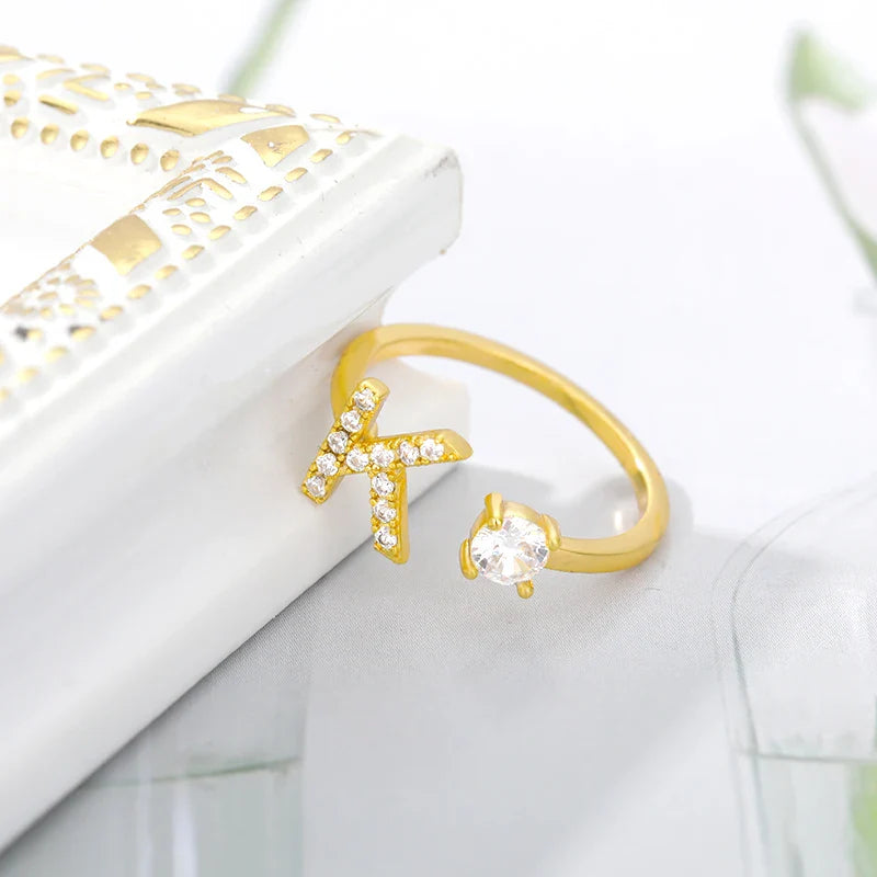 Anel Life Feminino Personalizado Inicial + Joia Cravejada