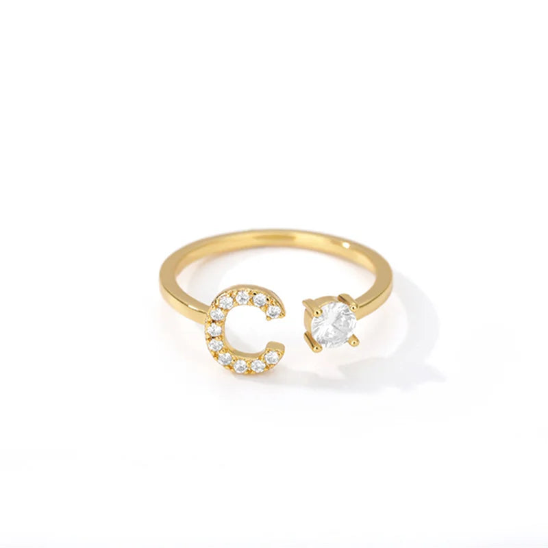 Anel Life Feminino Personalizado Inicial + Joia Cravejada
