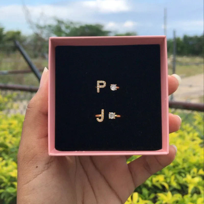 Anel Life Feminino Personalizado Inicial + Joia Cravejada