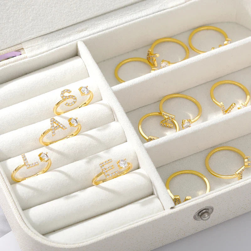Anel Life Feminino Personalizado Inicial + Joia Cravejada
