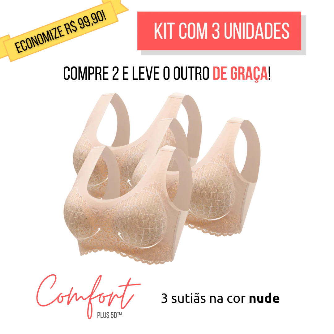Kit 3 Unidades - Sutiã Comfort Plus™ 5D - Frete Grátis