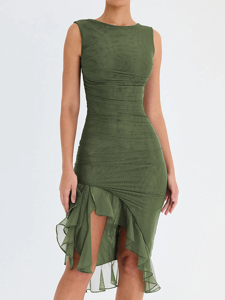 Vestido Midi Elegante sem Mangas - Samantha