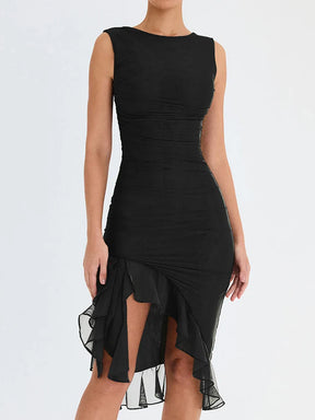 Vestido Midi Elegante sem Mangas - Samantha
