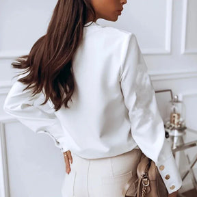Camisa Feminina Social com Botões Dourados - Diana