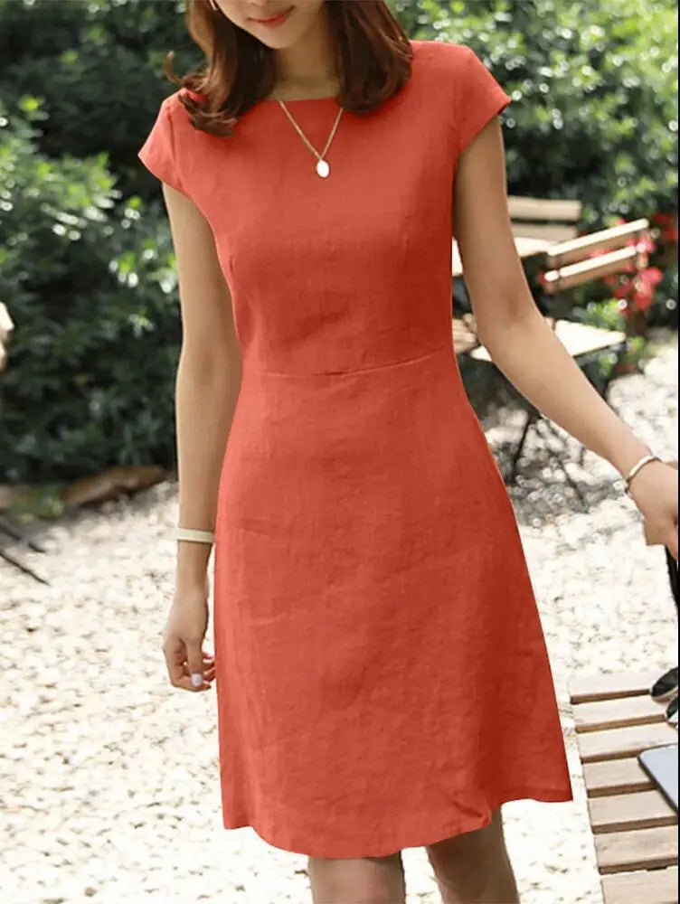 Vestido Curto de Linho Elegante Marina