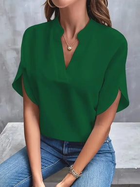 Blusa Feminina Social com Decote V e Manga Elegante - Letícia