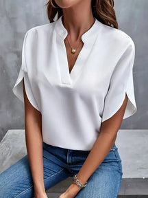 Blusa Feminina Social com Decote V e Manga Elegante - Letícia