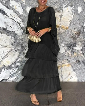 Vestido Longo com Bordas Delicadas - Ésme