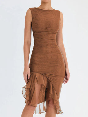 Vestido Midi Elegante sem Mangas - Samantha