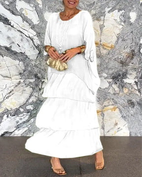 Vestido Longo com Bordas Delicadas - Ésme