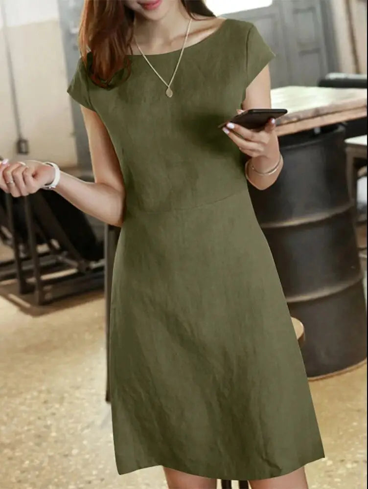 Vestido Curto de Linho Elegante Marina