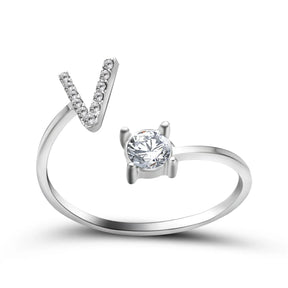 Anel Life Feminino Ajustável Inicial Cravejada