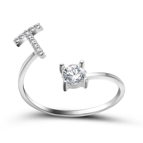 Anel Life Feminino Ajustável Inicial Cravejada