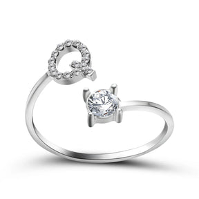Anel Life Feminino Ajustável Inicial Cravejada