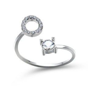 Anel Life Feminino Ajustável Inicial Cravejada