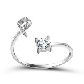 Anel Life Feminino Ajustável Inicial Cravejada