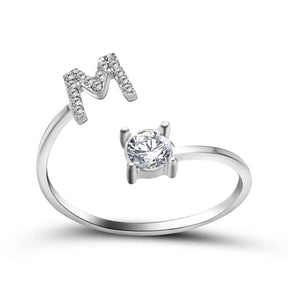 Anel Life Feminino Ajustável Inicial Cravejada