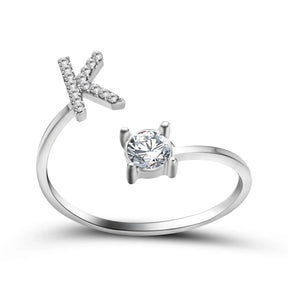 Anel Life Feminino Ajustável Inicial Cravejada