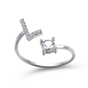 Anel Life Feminino Ajustável Inicial Cravejada