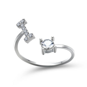 Anel Life Feminino Ajustável Inicial Cravejada