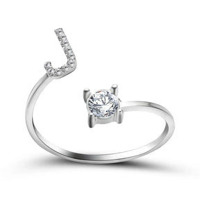 Anel Life Feminino Ajustável Inicial Cravejada