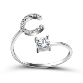 Anel Life Feminino Ajustável Inicial Cravejada