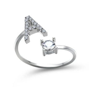 Anel Life Feminino Ajustável Inicial Cravejada