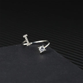 Anel Life Feminino Ajustável Inicial Cravejada