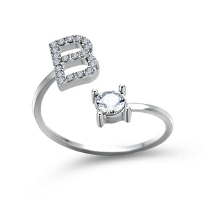 Anel Life Feminino Ajustável Inicial Cravejada