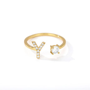 Anel Life Feminino Personalizado Inicial + Joia Cravejada