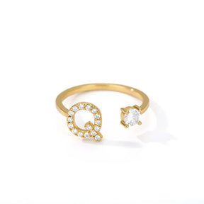 Anel Life Feminino Personalizado Inicial + Joia Cravejada