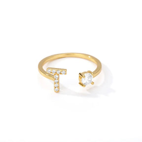 Anel Life Feminino Personalizado Inicial + Joia Cravejada