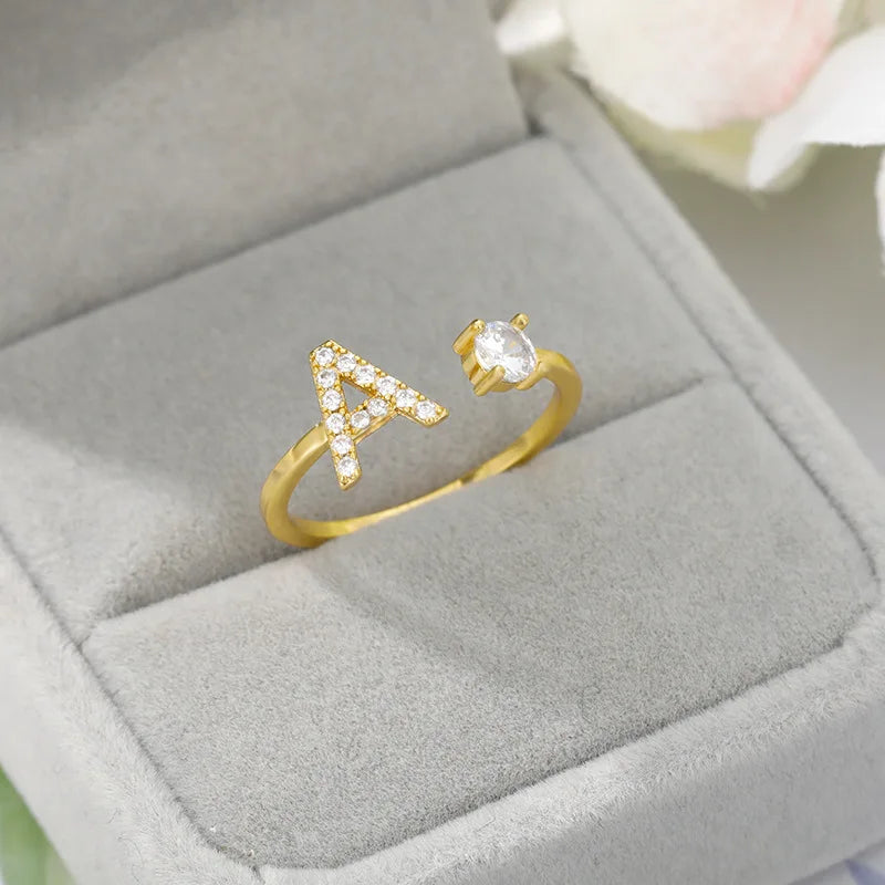 Anel Life Feminino Personalizado Inicial + Joia Cravejada