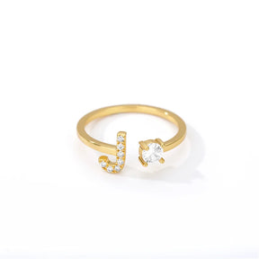 Anel Life Feminino Personalizado Inicial + Joia Cravejada