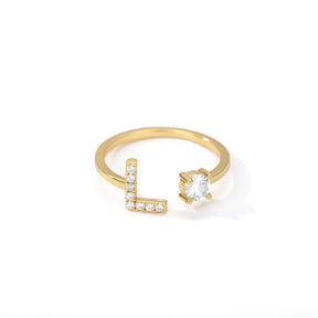 Anel Life Feminino Personalizado Inicial + Joia Cravejada