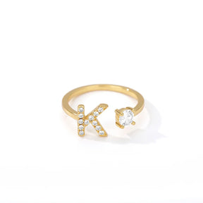 Anel Life Feminino Personalizado Inicial + Joia Cravejada