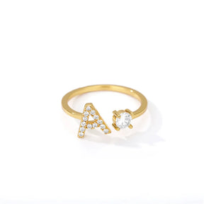 Anel Life Feminino Personalizado Inicial + Joia Cravejada