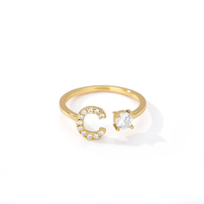 Anel Life Feminino Personalizado Inicial + Joia Cravejada